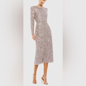 NWT MAC DUGGAL STYLE 93595 EMBELLISHED PUFF SLEEVE DRESS IN MAUVE SIZE 16